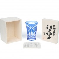 Стакан TAJIMA GLASS Хризантема и веер 240 мл, голубой