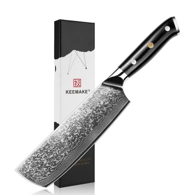 Нож из дамасской стали для овощей Keemake 7 Inch Nakiri Knife, черный