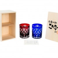 Набор стаканов TAJIMA GLASS Ярай Кику 280 мл, красный и лазурный, 2 шт