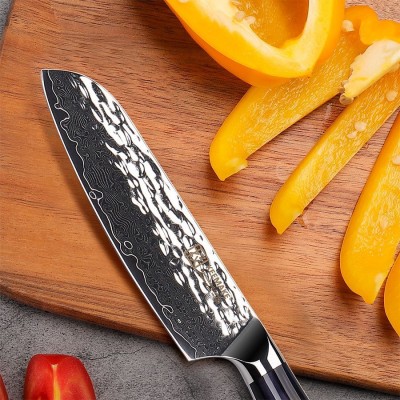 Нож сантоку из дамасской стали Keemake 5 Inch Santoku Knife, синий