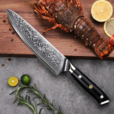 Нож шеф-повара из дамасской стали Keemake 8 Inch Chef Knife 67, черный