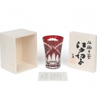 Стакан TAJIMA GLASS Хризантема и веер 240 мл, медно-красный