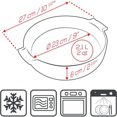 Круглая форма для запекания PEUGEOT CERAMIC, 27 см, Франция, красный