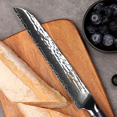 Нож из дамасской стали для хлеба Keemake 8 Inch Bread Knife, синий