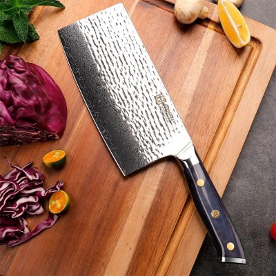 Нож из дамасской стали для мяса Keemake 7 Inch Cleaver Knife, синий