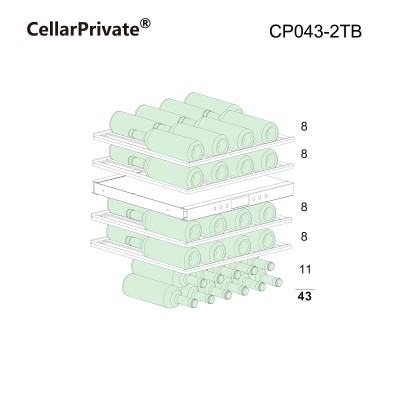 Винный шкаф Cellar Private встраиваемый, двухзонный CP043-2TBH