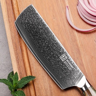 Нож из дамасской стали для овощей Keemake 7 Inch Nakiri Knife, бежевый