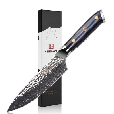 Нож шеф-повара из дамасской стали Keemake 6,5 Inch Chef Knife, синий