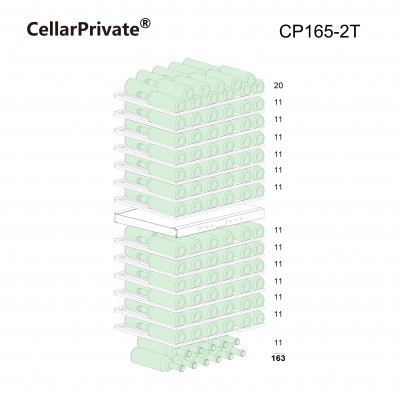Винный шкаф двухзонный компресорный Cellar Private CP165-2T