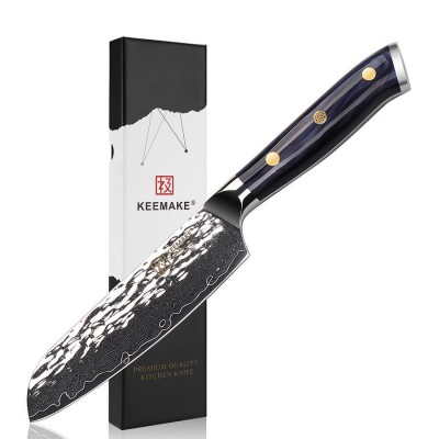 Нож сантоку из дамасской стали Keemake 5 Inch Santoku Knife, синий