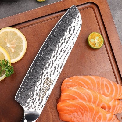 Нож сантоку из дамасской стали Keemake 7 Inch Santoku Knife, синий