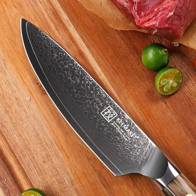 Нож шеф-повара из дамасской стали Keemake 6,5 Inch Chef Knife Green Gem, бежевый