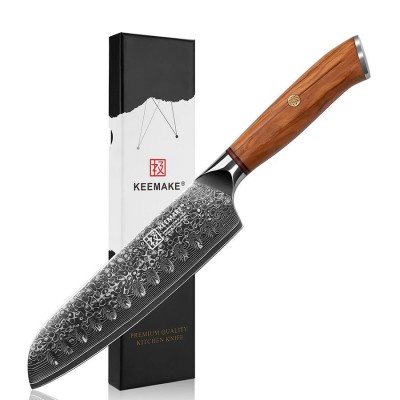 Нож сантоку из дамасской стали Keemake 7 Inch Santoku Knife Phoenix, бежевый