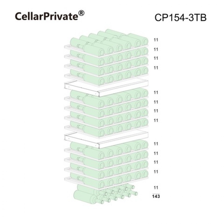 Винный шкаф Cellar Private трёхзонный на 143 бутылки CP154-3TB