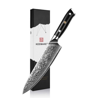 Нож шеф-повара из дамасской стали Keemake 8 Inch Chef Knife 67, черный