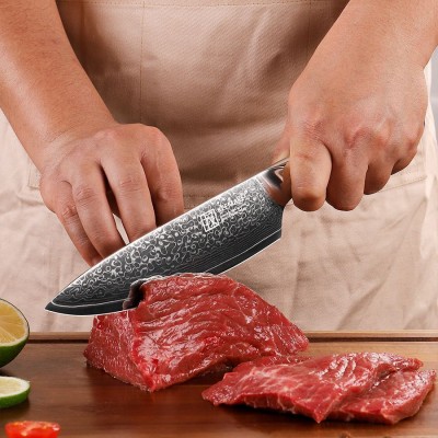 Нож шеф-повара из дамасской стали Keemake 6,5 Inch Chef Knife Green Gem, бежевый