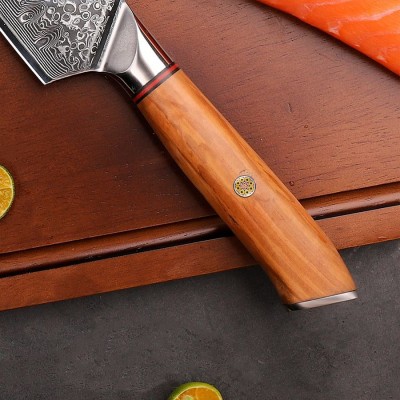 Нож сантоку из дамасской стали Keemake 7 Inch Santoku Knife Phoenix, бежевый