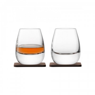 Набор из 2 стаканов Lsa International Islay Whisky с деревянными подставками 250 мл