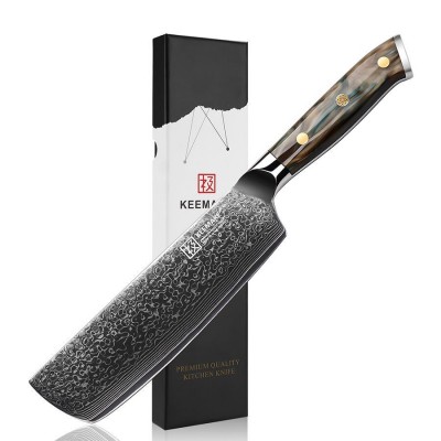 Нож из дамасской стали для овощей Keemake 7 Inch Nakiri Knife, бежевый