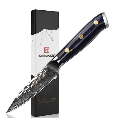 Нож из дамасской стали для овощей Keemake 3,5 Inch Paring Knife, синий