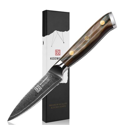 Нож из дамасской стали для овощей Keemake 3,5 Inch Paring Knife, бежевый