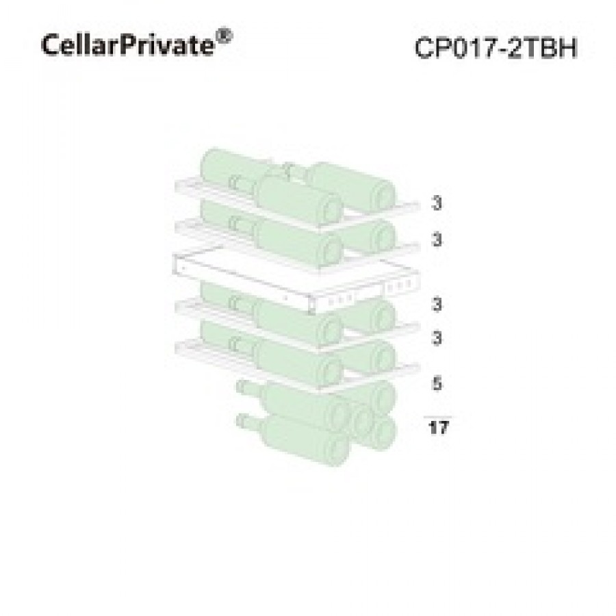 Винный шкаф двухзонный встраиваемый Cellar Private CP017-2TBH