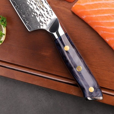 Нож сантоку из дамасской стали Keemake 7 Inch Santoku Knife, синий