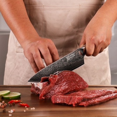 Нож шеф-повара из дамасской стали Keemake 8 Inch Chef Knife Phoenix, бежевый