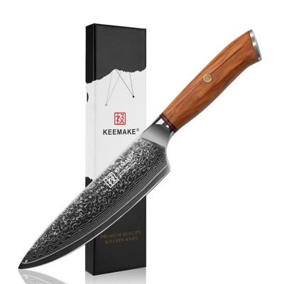 Нож шеф-повара из дамасской стали Keemake 6,5 Inch Chef Knife Phoenix, бежевый