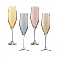 Набор из 4 бокалов-флейт Lsa International Polka 225 мл металлик