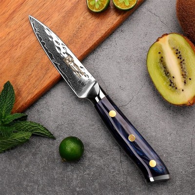 Нож из дамасской стали для овощей Keemake 3,5 Inch Paring Knife, синий