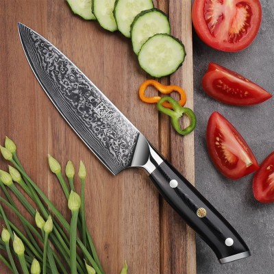 Нож шеф-повара из дамасской стали Keemake 6,5 Inch Chef Knife, черный