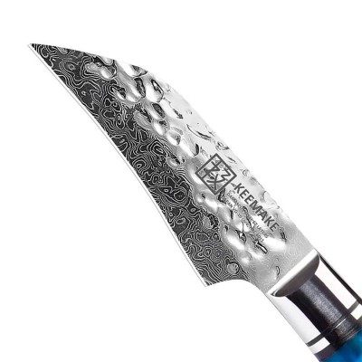 Нож из дамасской стали для овощей Keemake 3 Inch Peeling Knife, синий + бежевый