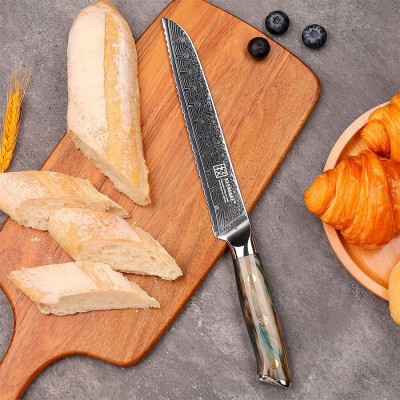 Нож из дамасской стали для хлеба Keemake 8 Inch Bread Knife, бежевый