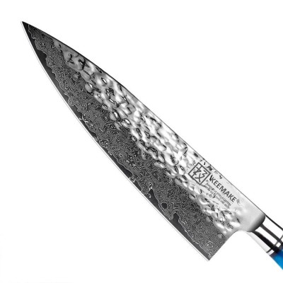 Нож шеф-повара из дамасской стали Keemake 8 Inch Chef Knife 67, синий + бежевый