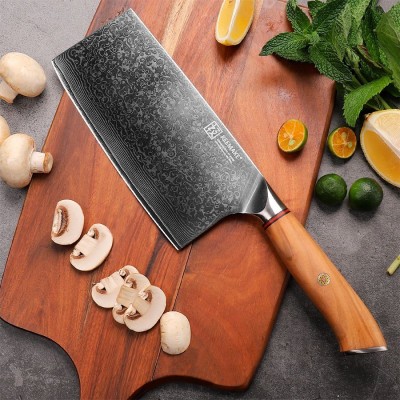 Нож из дамасской стали для мяса Keemake 7 Inch Cleaver Knife Phoenix, бежевый