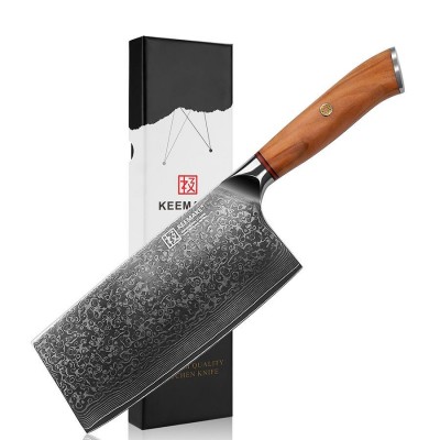 Нож из дамасской стали для мяса Keemake 7 Inch Cleaver Knife Phoenix, бежевый