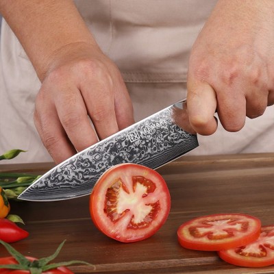 Нож шеф-повара из дамасской стали Keemake 6,5 Inch Chef Knife, черный