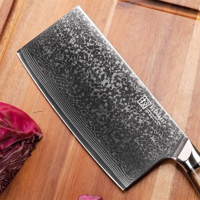 Нож из дамасской стали для мяса Keemake 7 Inch Cleaver Knife Green Gem, бежевый