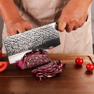 Нож из дамасской стали для мяса Keemake 7 Inch Cleaver Knife, синий