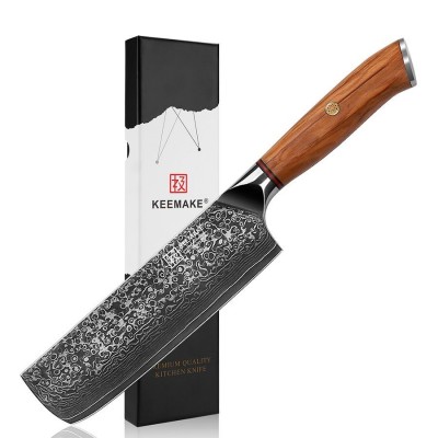 Нож из дамасской стали для овощей Keemake 7 Inch Nakiri Knife, бежевый