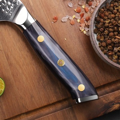 Нож шеф-повара из дамасской стали Keemake 6,5 Inch Chef Knife, синий