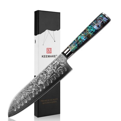 Нож сантоку из дамасской стали Keemake 7 Inch Santoku Knife, разноцветный