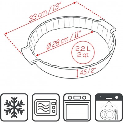 Круглая форма для пирога PEUGEOT CERAMIC, 33 см, Франция, красный
