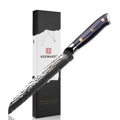 Нож из дамасской стали для хлеба Keemake 8 Inch Bread Knife, синий