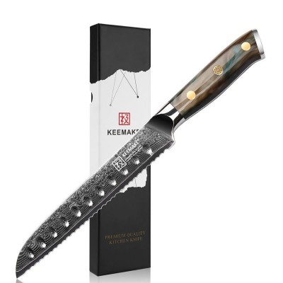 Нож из дамасской стали для хлеба Keemake 8 Inch Bread Knife, бежевый