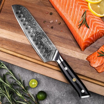 Нож сантоку из дамасской стали Keemake 7 Inch Santoku Knife, черный