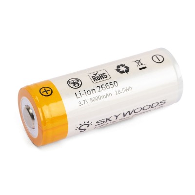 Аккумулятор SKYWOODS 26650, 5000mAh, 1000 циклов перезарядки