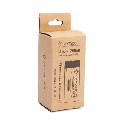 Аккумулятор SKYWOODS 26650, 5000mAh, 1000 циклов перезарядки