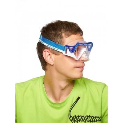 Маска Savimar HORIZON, прозрачный силикон/синяя рамка
